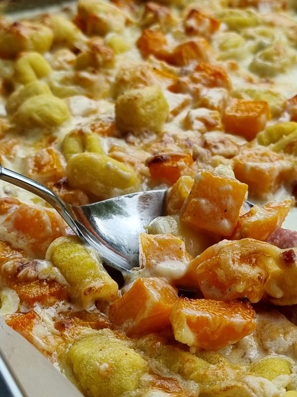 Gegratineerde gnocchi met pompoen
