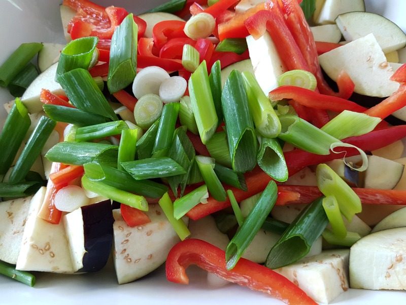Geroosterde groenten met feta en chorizo